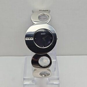 Womens Sekonda Seksy Silver Tone Crystals  4798S BKT Watch New Battery Art Deco